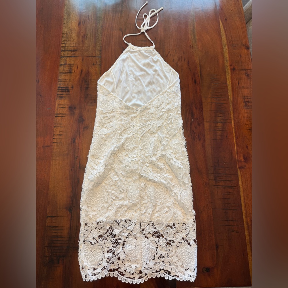 Express White Lace Halter Midi Dress